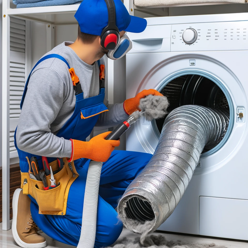 A technician from Attica Air Duct Cleaning can be seen providing dryer vent cleaning services in Georgetown, TX.