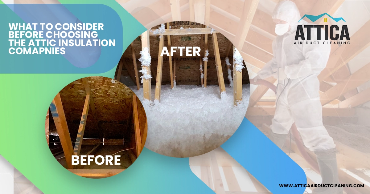 The 10 Best Attic Insulation Companies in Austin show a before-and-after comparison of insulation in the attic. 